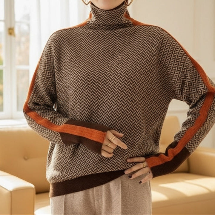 Eleanor - Herringbone Luxe Turtleneck