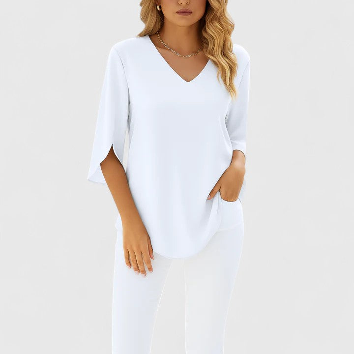 Evelyn | Sophisticated V-Neck Blouse