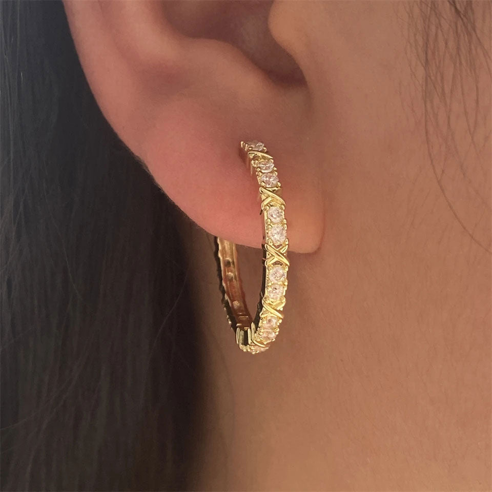 Evelyn | Zirconia Cross Earrings in 18K Gold