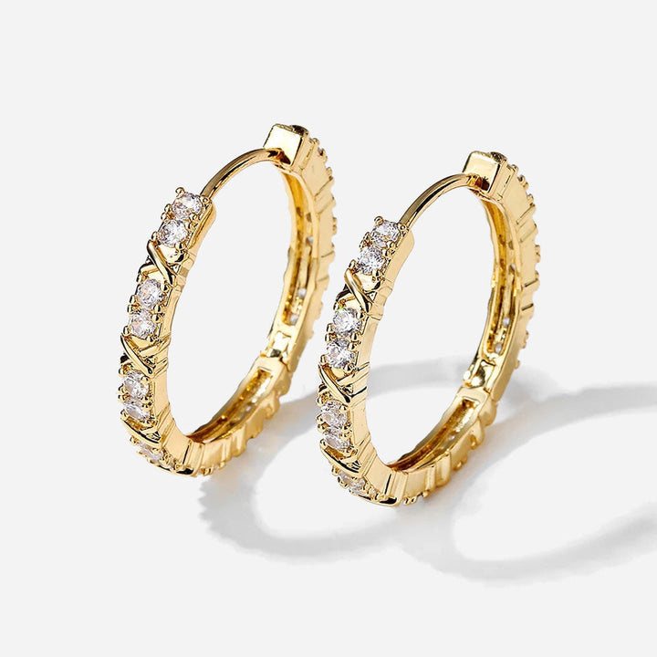 Evelyn | Zirconia Cross Earrings in 18K Gold