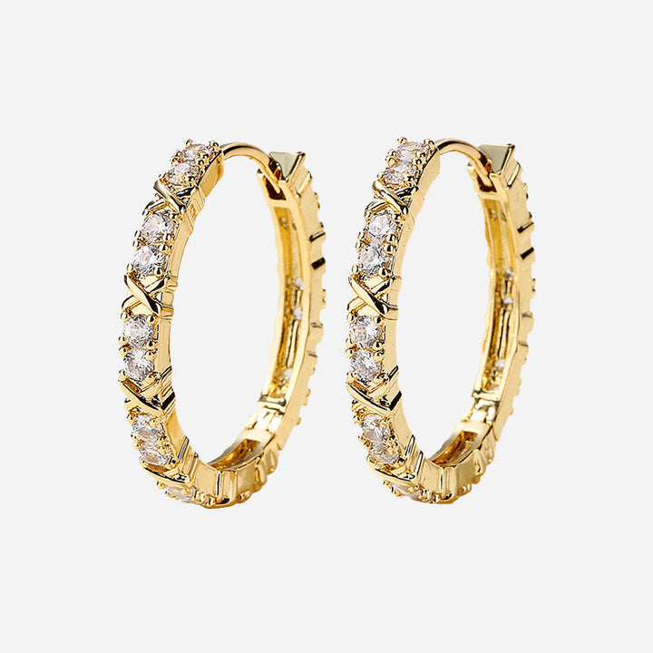 Evelyn | Zirconia Cross Earrings in 18K Gold