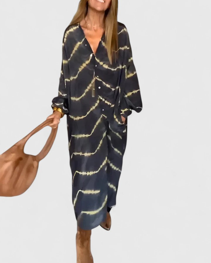 Evelyn | Elegant Boho Striped Maxi Dress