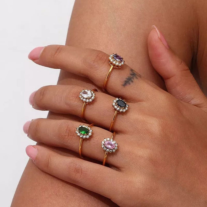 Evelyn | Green Zirconia Ring 18K Gold