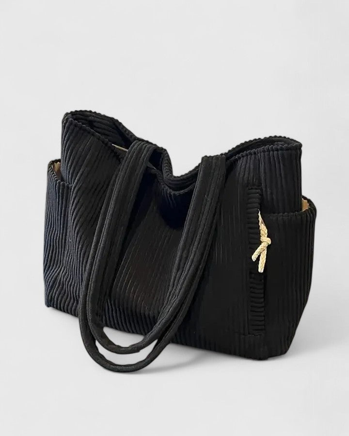 Evelyn | Luxurious Ribbed Tote Bag with Cord Detail