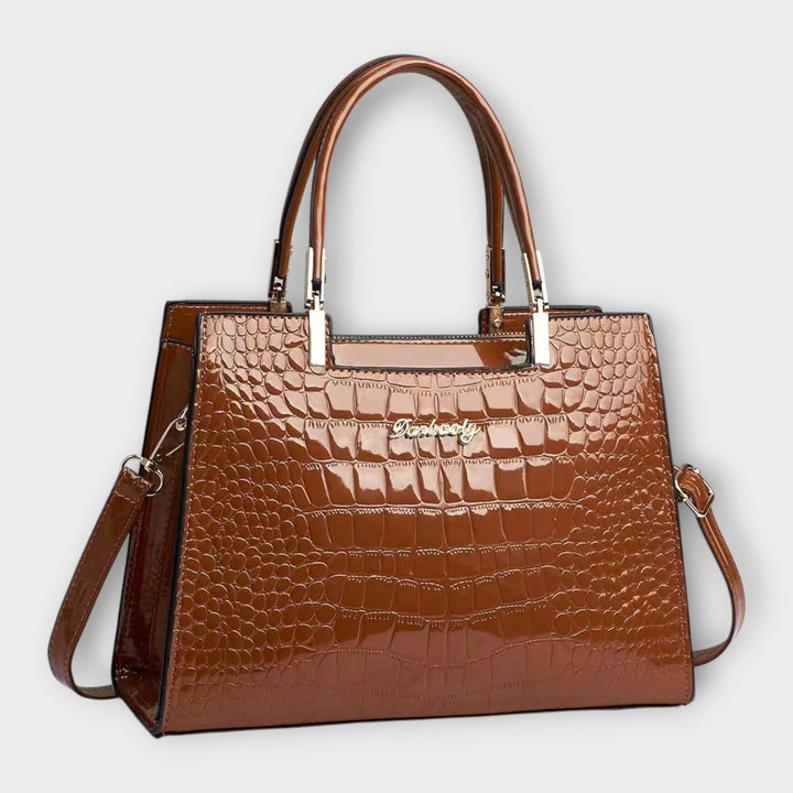 Evelyn | Glossy Crocodile Pattern Handbag