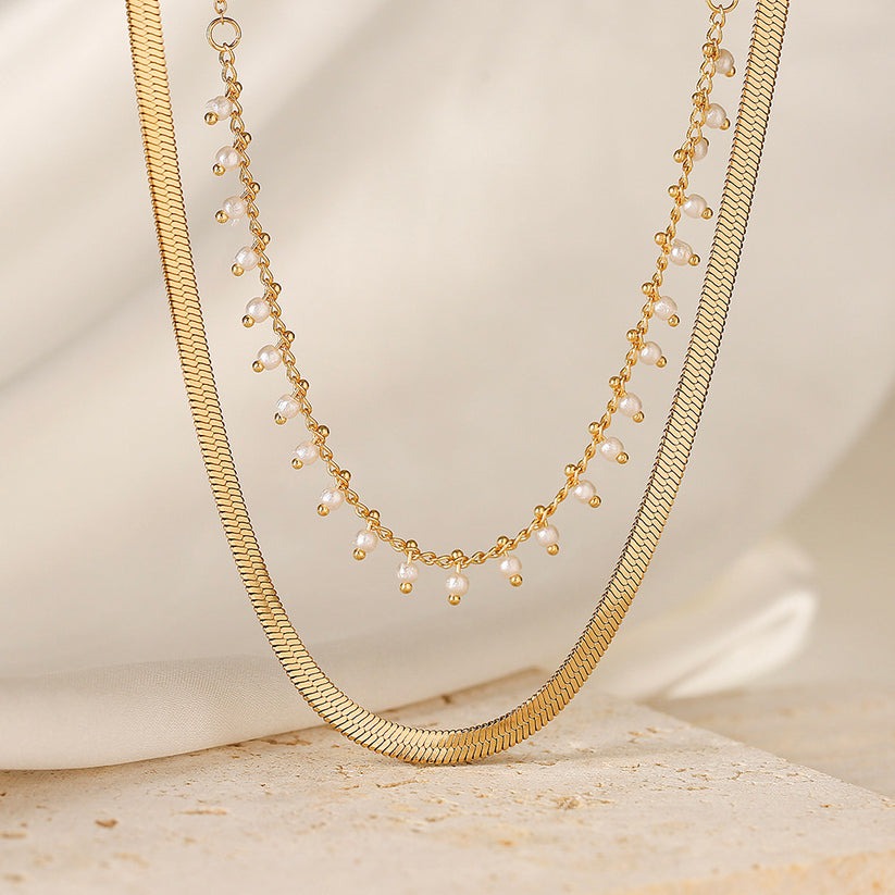 Evelyn | Luxe Snake Choker & Pearl Jewelry Set 18K Gold