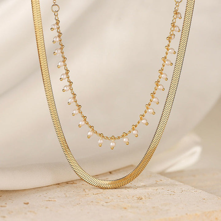 Evelyn | Luxe Snake Choker & Pearl Jewelry Set 18K Gold