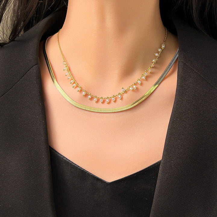 Evelyn | Luxe Snake Choker & Pearl Jewelry Set 18K Gold
