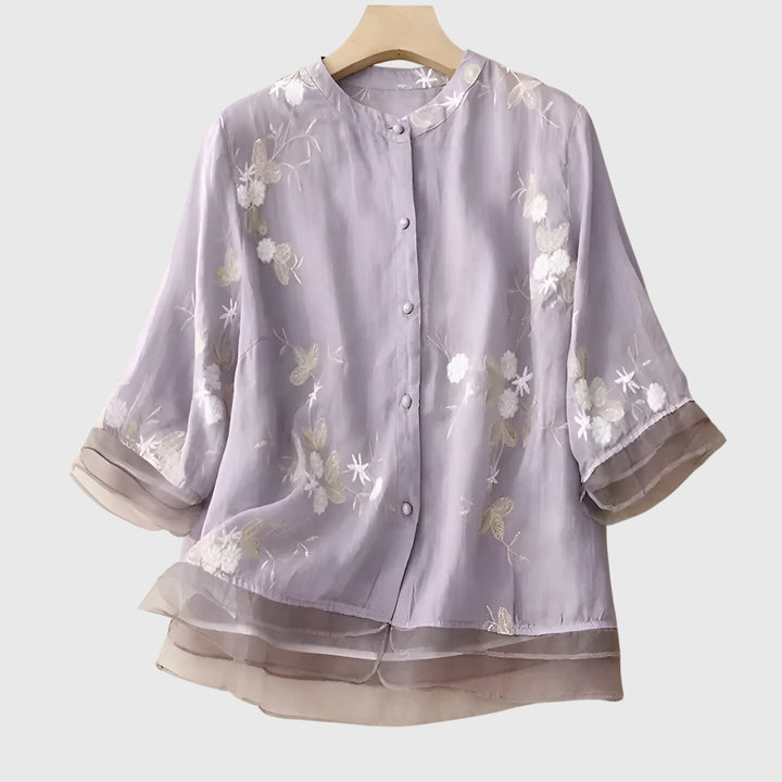 Evelyn | Elegant Top with Embroidered Flowers