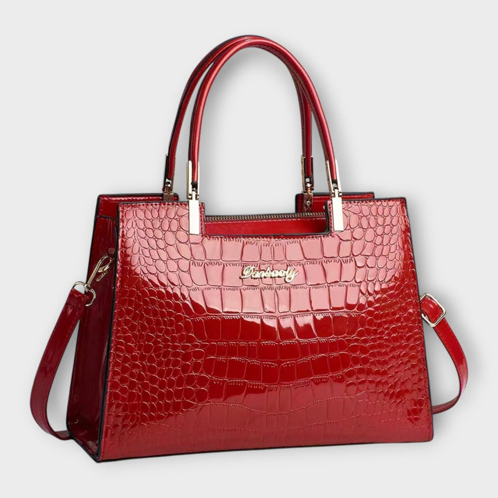 Evelyn | Glossy Crocodile Pattern Handbag