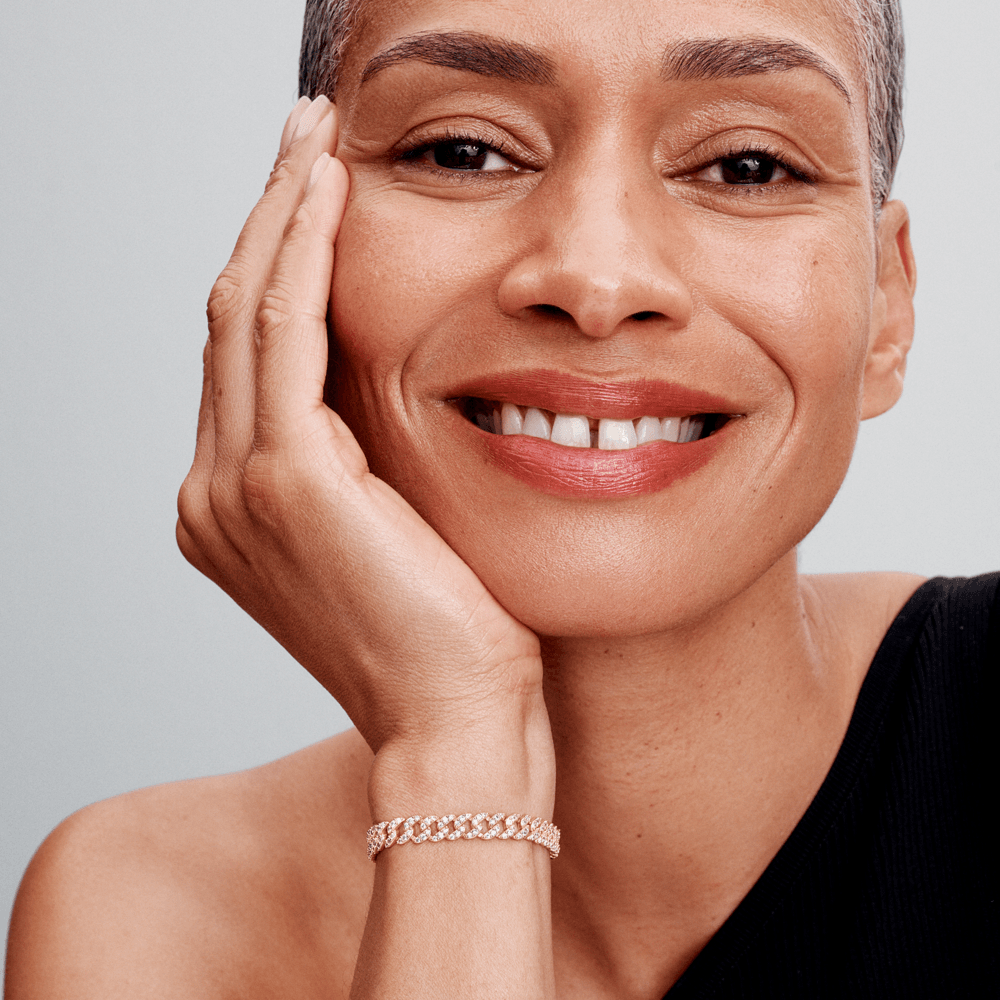 Evelyn | Cuban Pink Bracelet 18k Gold