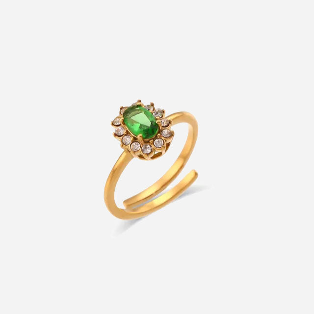 Evelyn | Green Zirconia Ring 18K Gold