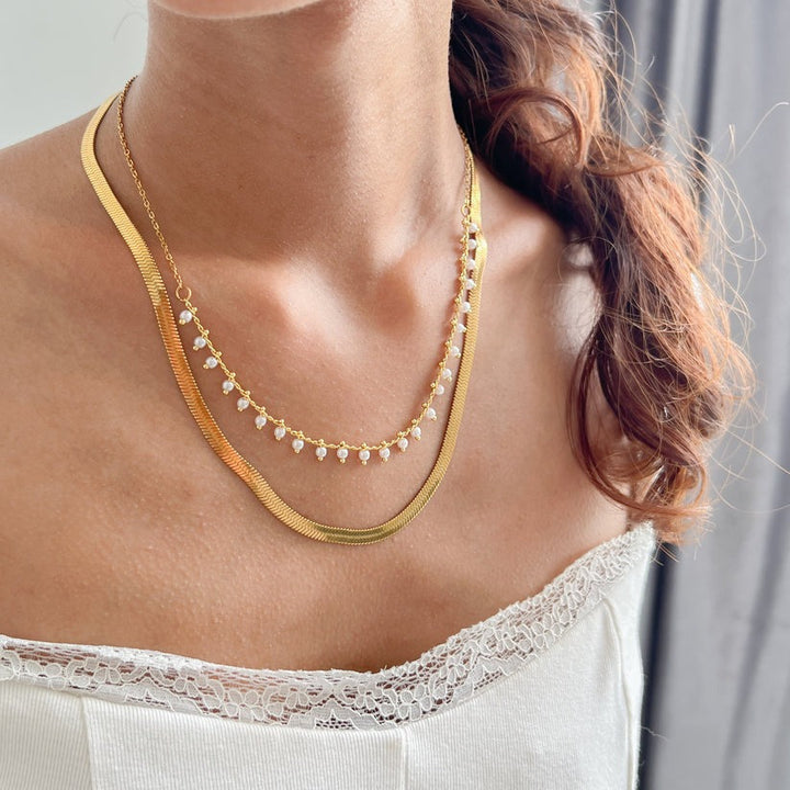 Evelyn | Luxe Snake Choker & Pearl Jewelry Set 18K Gold