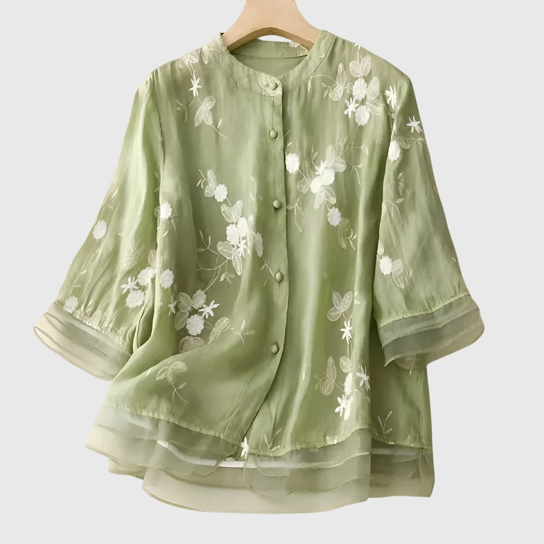 Evelyn | Elegant Top with Embroidered Flowers