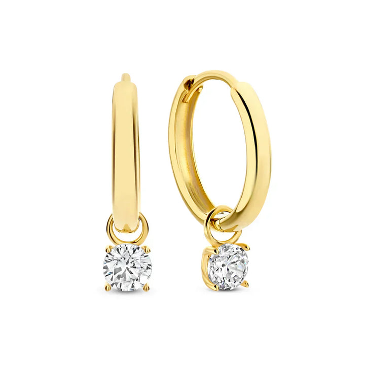 Evelyn | Moonbeam Stone Hoop Earrings 14k Gold