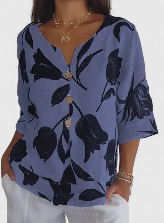 Evelyn | Elegant Floral Print Blouse