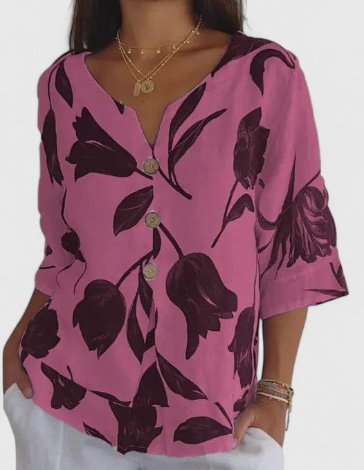 Evelyn | Elegant Floral Print Blouse