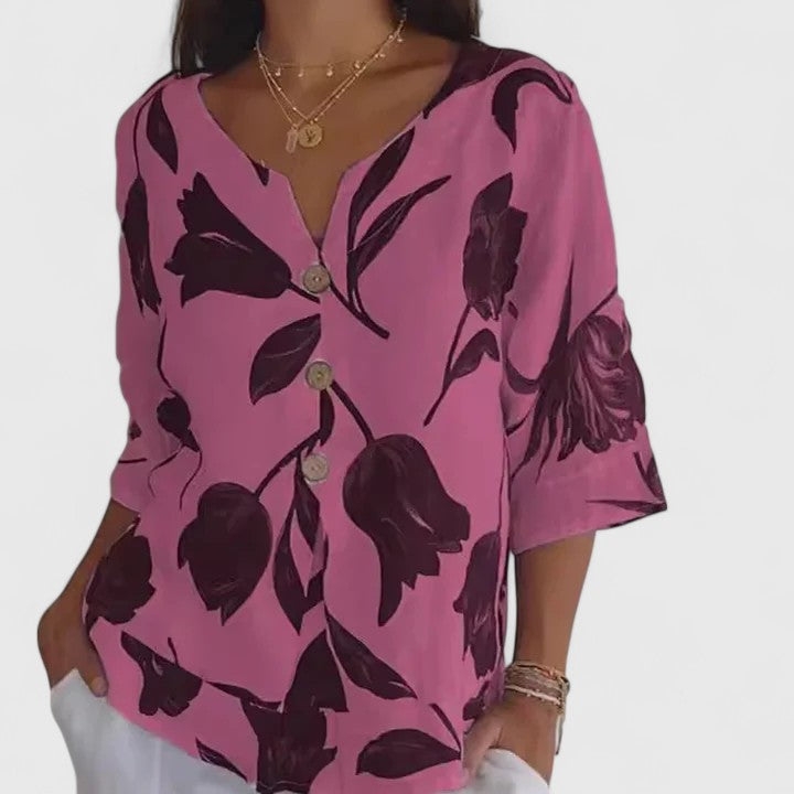 Evelyn | Elegant Floral Print Blouse