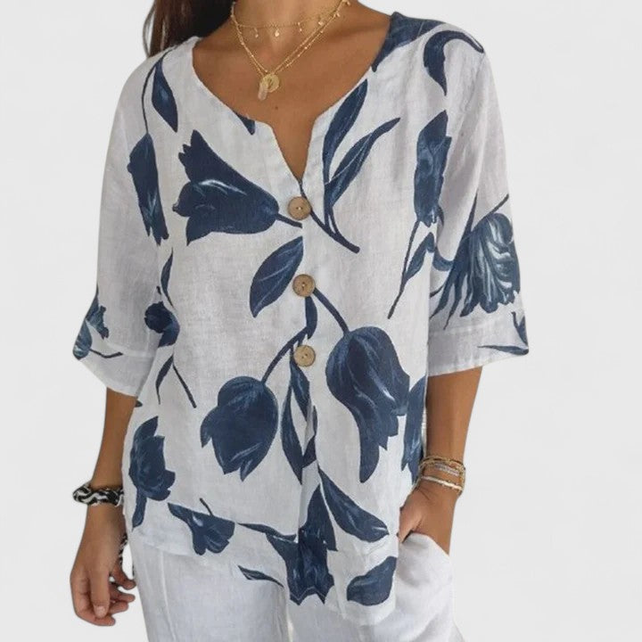 Evelyn | Elegant Floral Print Blouse