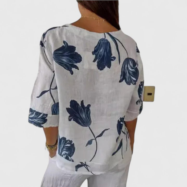 Evelyn | Elegant Floral Print Blouse