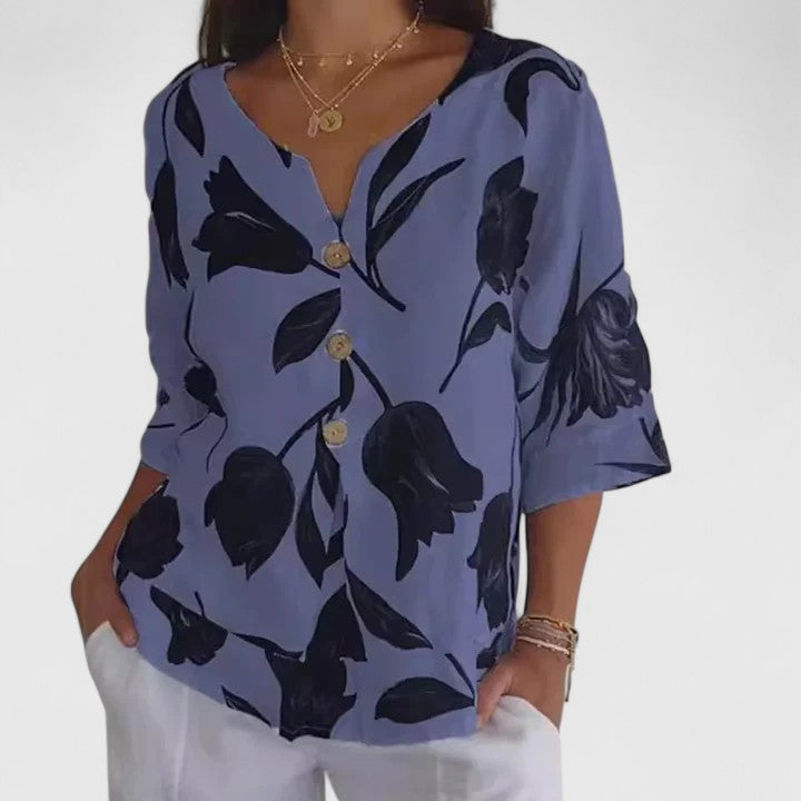 Evelyn | Elegant Floral Print Blouse