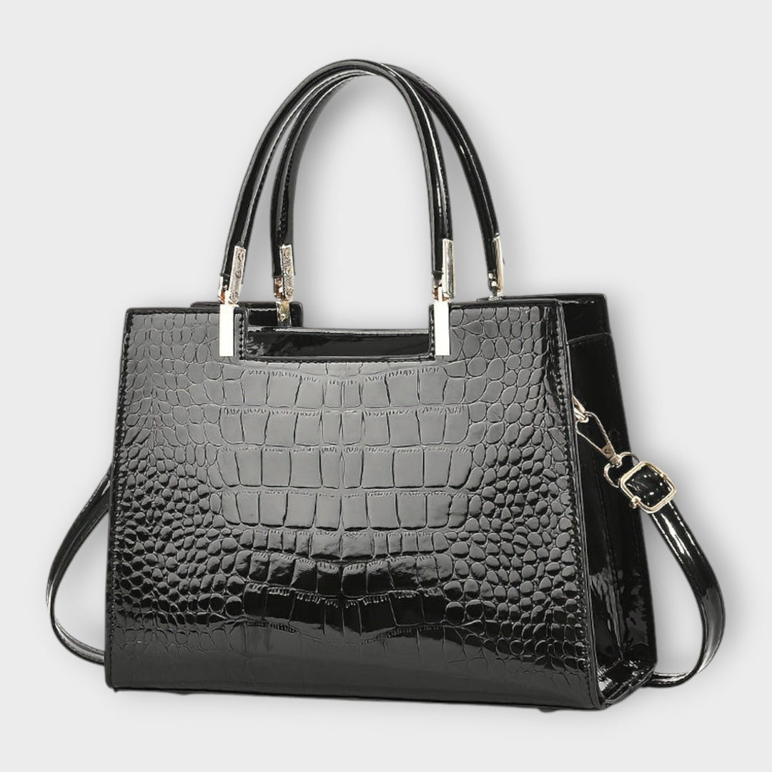 Evelyn | Glossy Crocodile Pattern Handbag