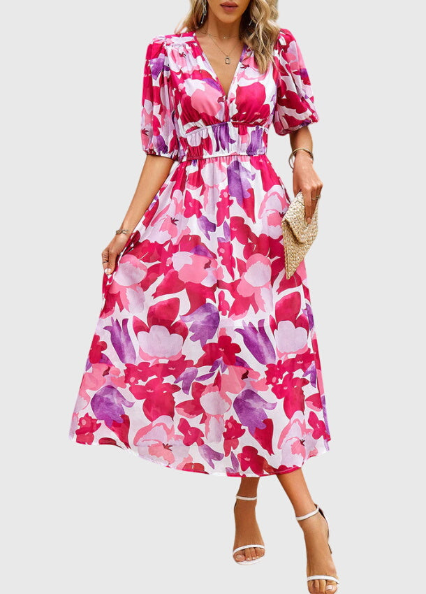 Evelyn | Flattering Floral Midi Dress