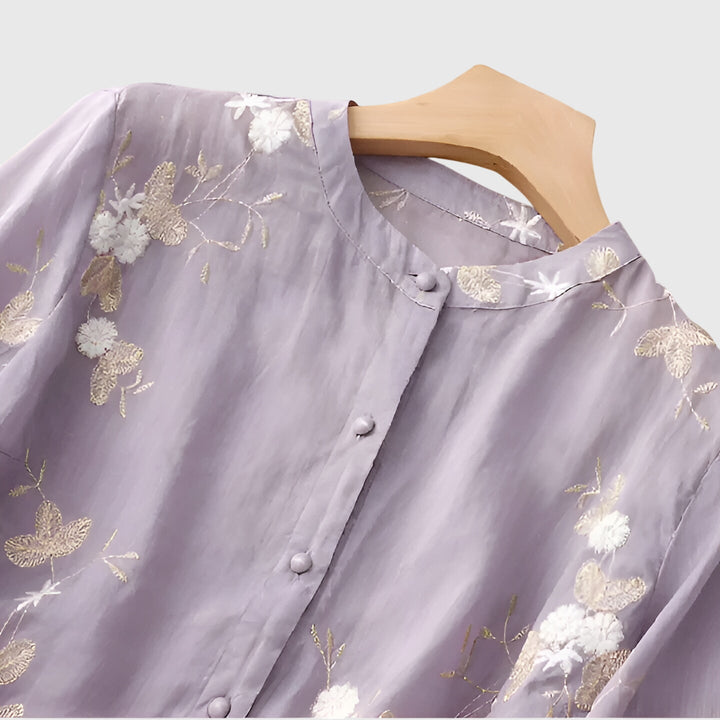 Evelyn | Elegant Top with Embroidered Flowers