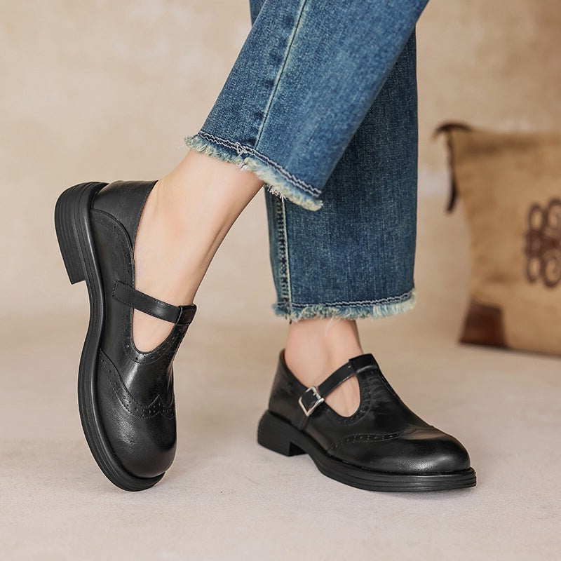 Evelyn | Leather Mary Janes