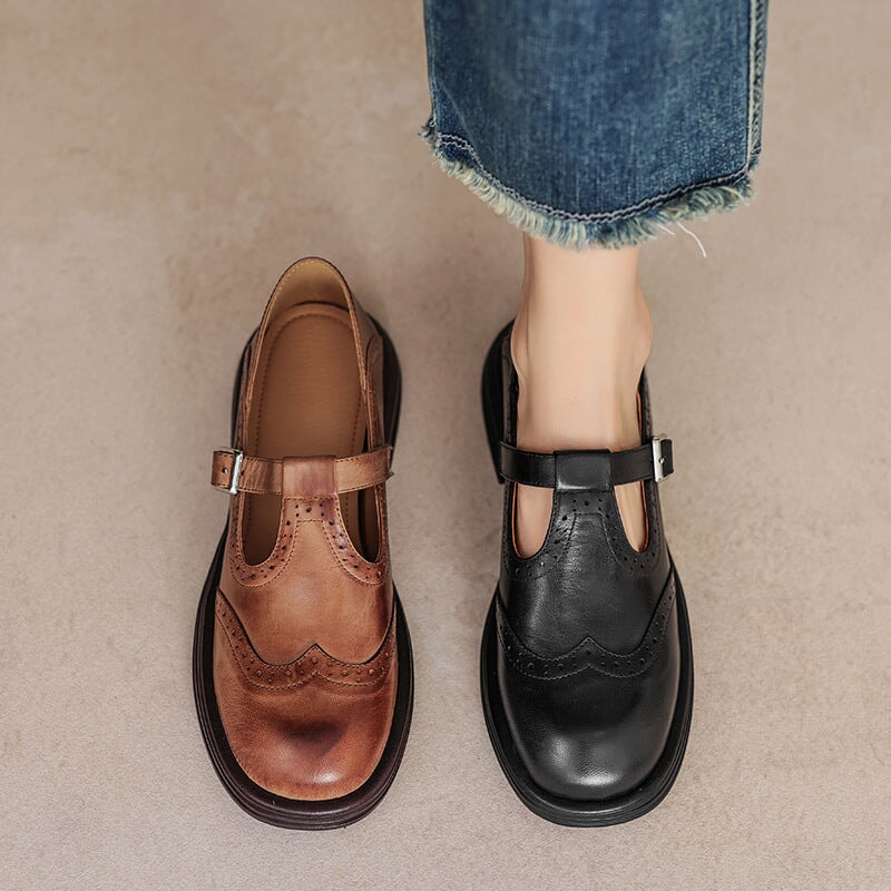 Evelyn | Leather Mary Janes