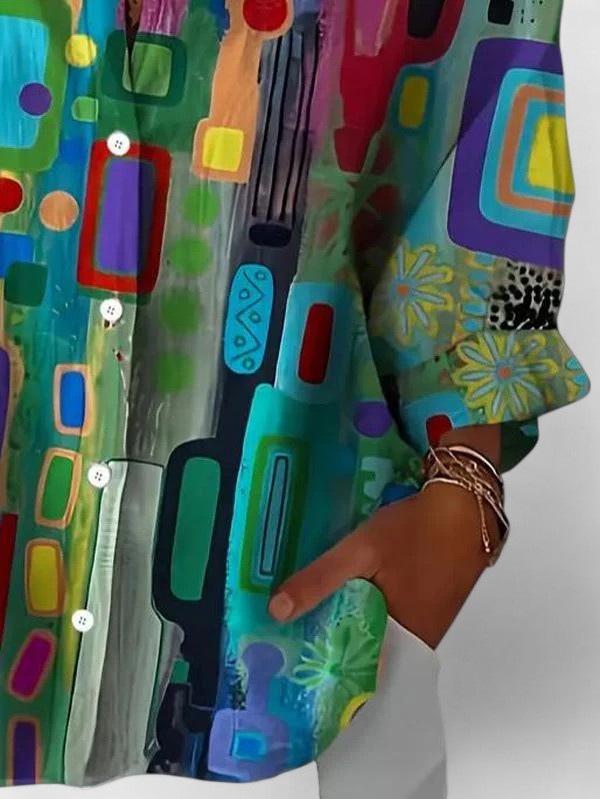 Evelyn | Elegant Geometric Pattern Blouse