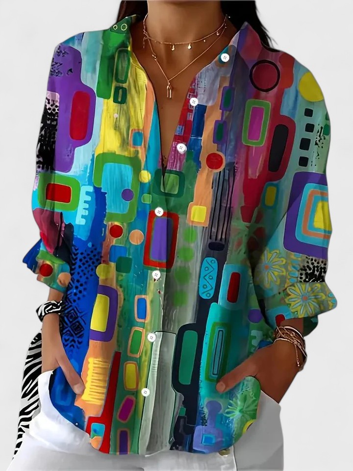Evelyn | Elegant Geometric Pattern Blouse