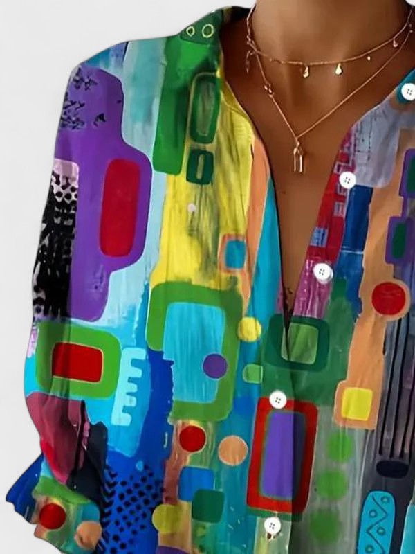 Evelyn | Elegant Geometric Pattern Blouse